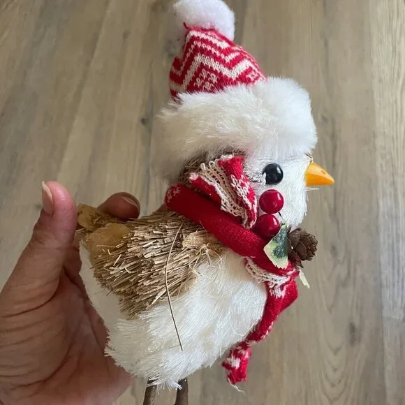 Ashland Featherly Fabric Set of 2 Birds Christmas Scarf Earmuffs Hat Figurines! - Picture 9 of 9